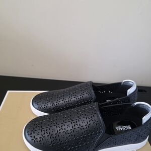 MICHAEL Michael Kors Black Laser Cut Slip-On Sneakers